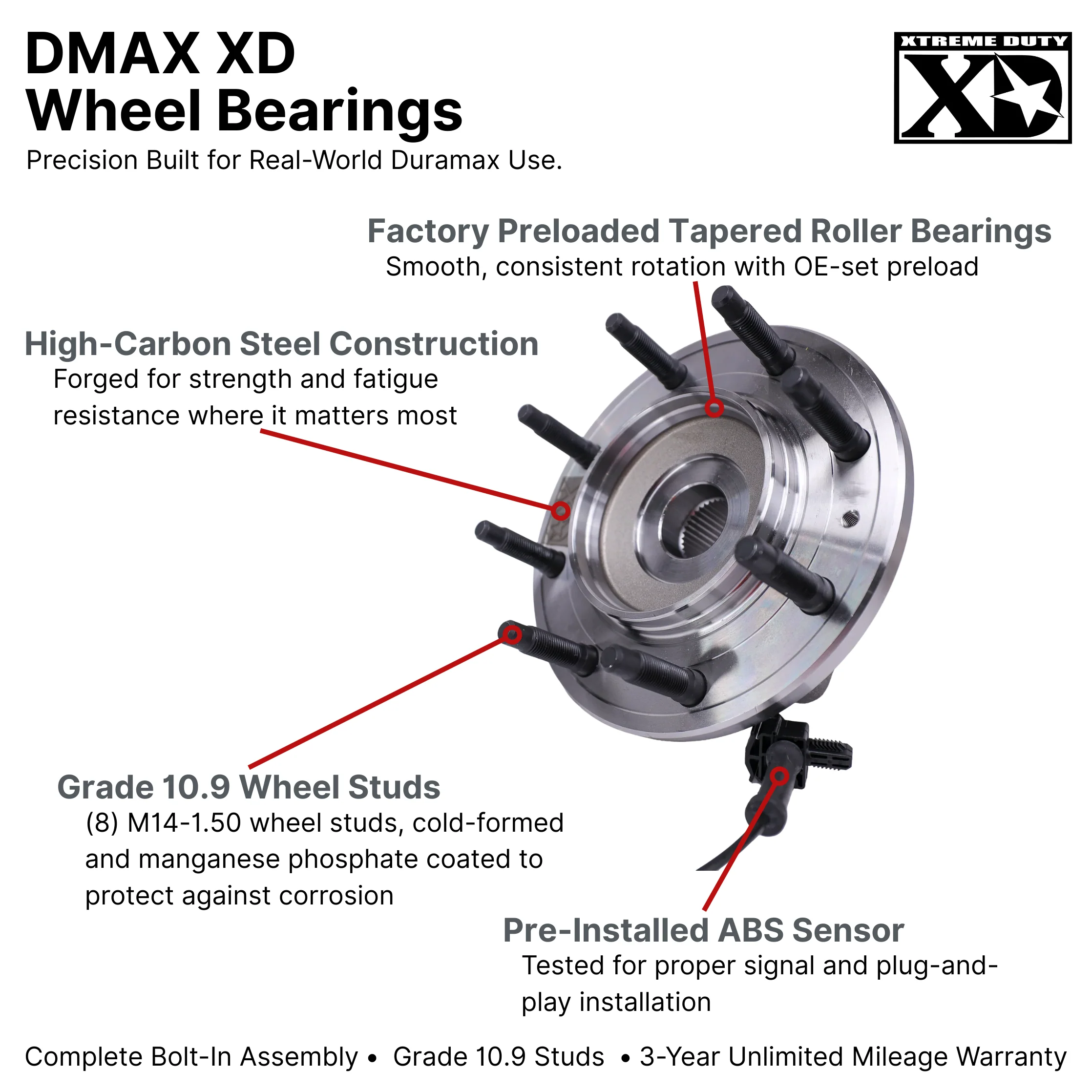 DMAX XD Wheel Bearing, 2011-2019 LML/L5P Single Rear Wheel - Image 2