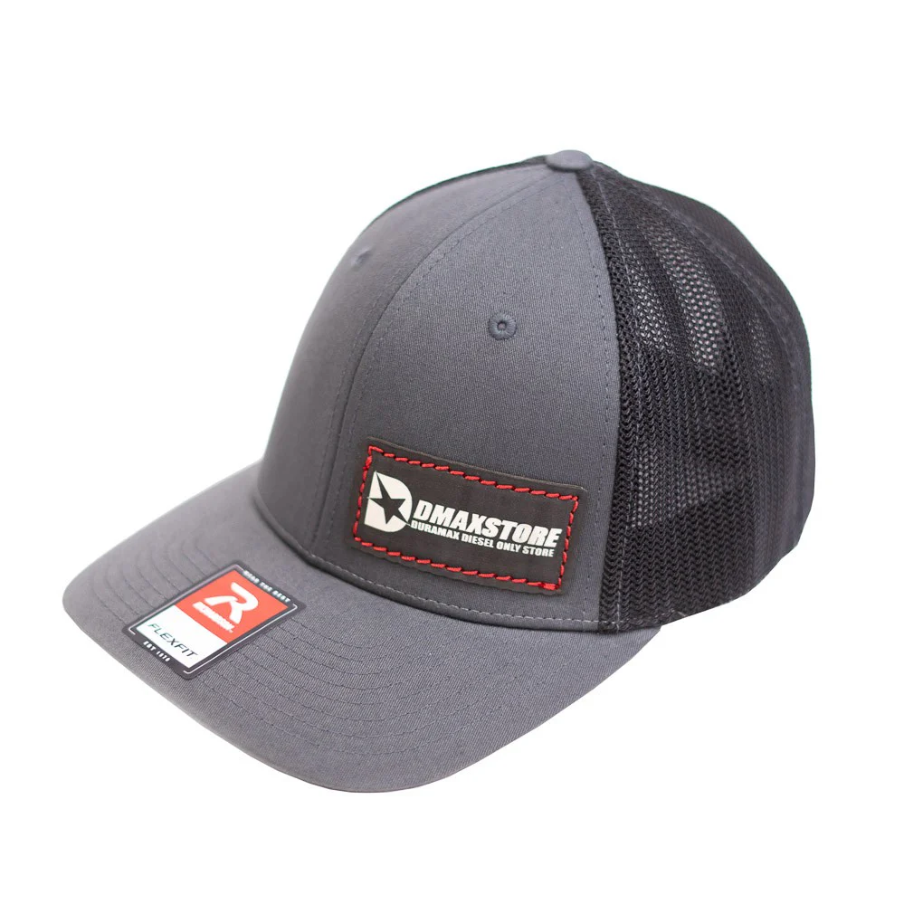 DmaxStore R-Flex Trucker Leather Patch Hat Grey/Black - Image 3
