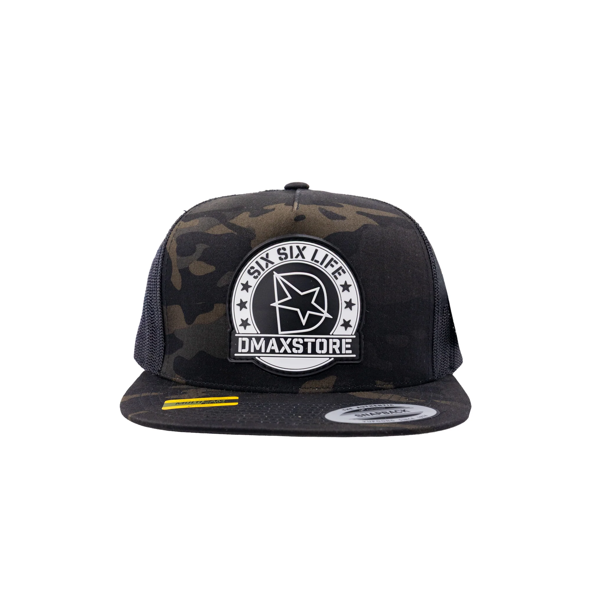 DMAXSTORE "Six Six Life Patch" Black Camo Snapback Hat - Image 4