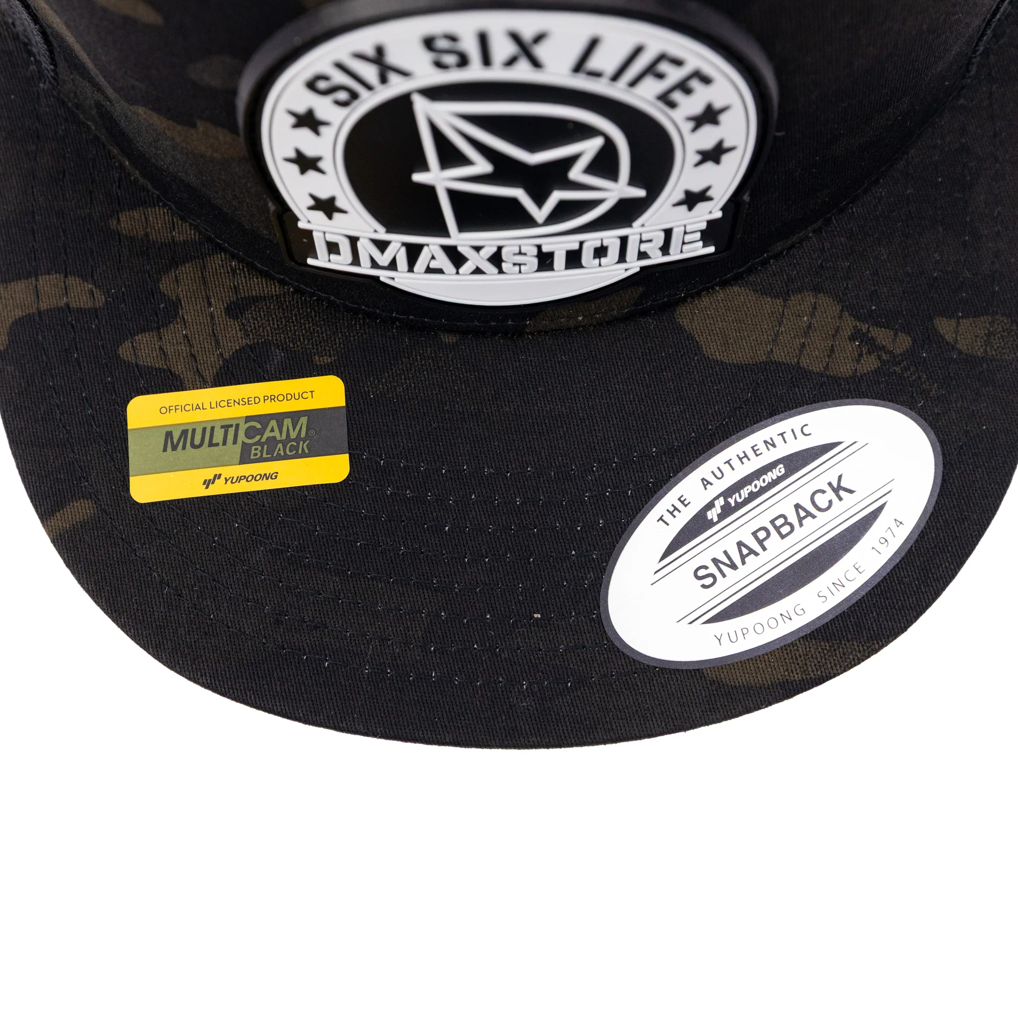DMAXSTORE "Six Six Life Patch" Black Camo Snapback Hat - Image 7