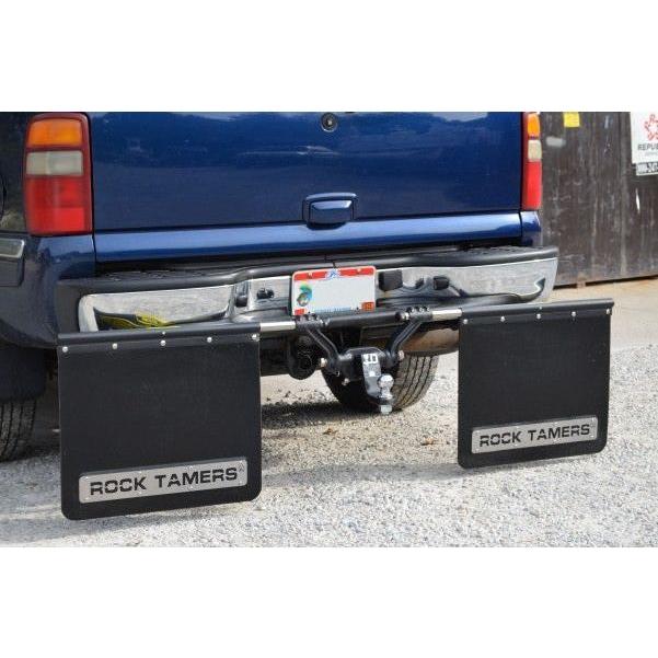 Rock Tamers 2.5" Hub Mudflap System Matte Black-Stainless Steel Trim Plates - Image 2